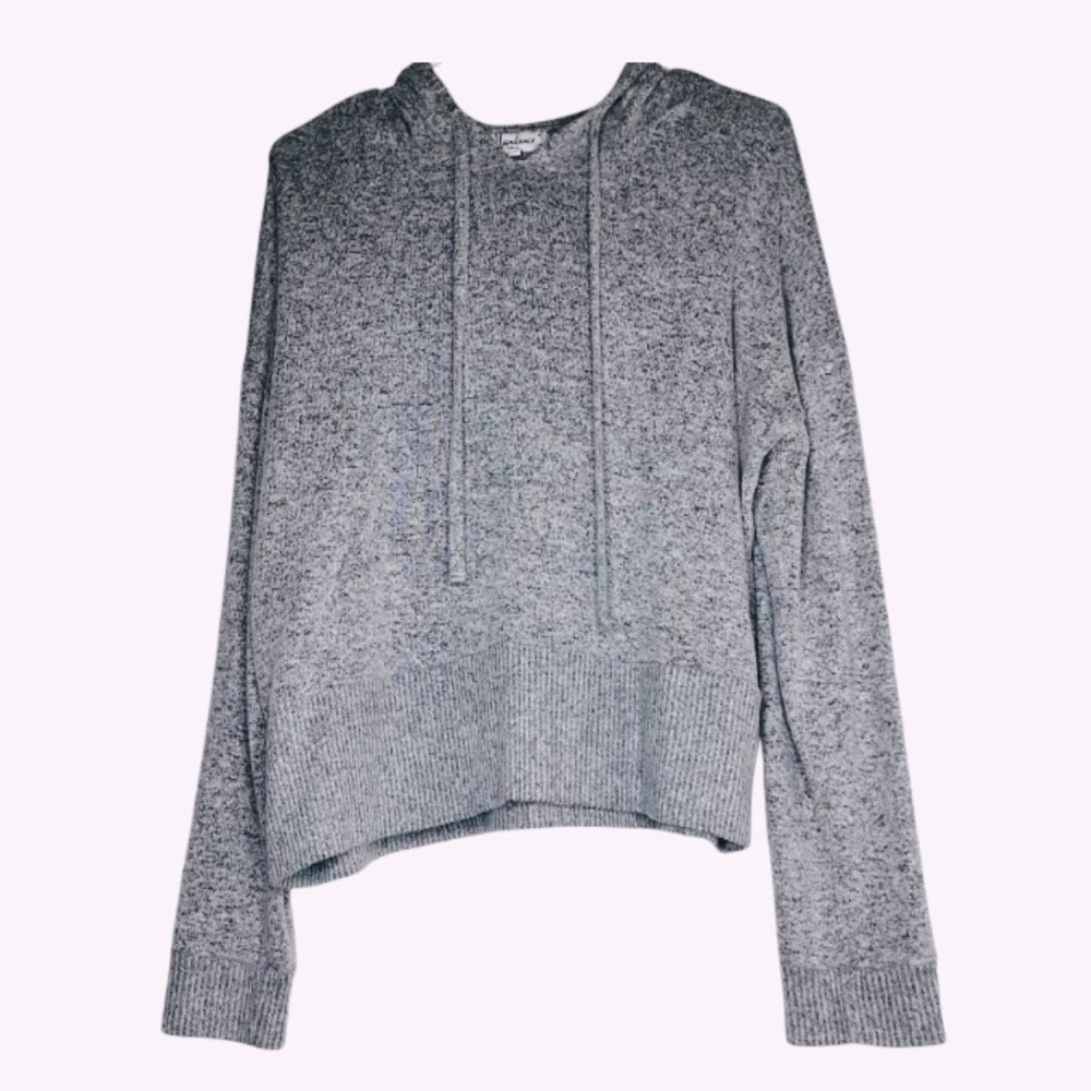 Grey long sleeve crop top with hoodie